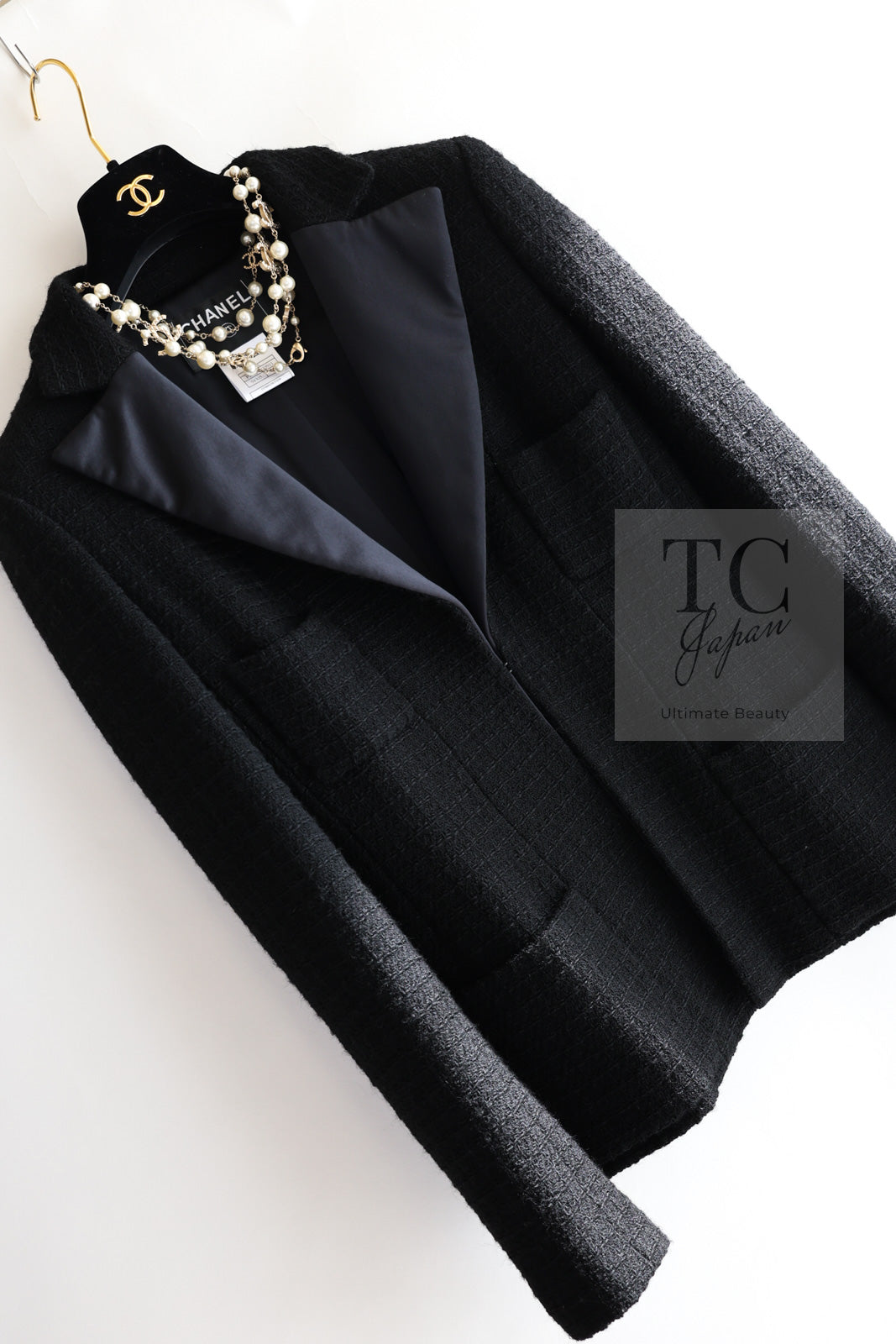 CHANEL 06A Black Wool 100 Tweed Jacket 38 シャネル ブラック ウール100% ツイード ジャケット シルク襟 即発