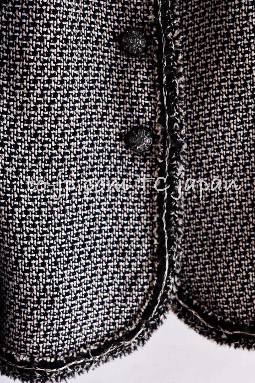 シャネル ジャケット CHANEL 12A グレー ブラック リネン ウール