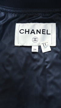 CHANEL 16S Silver Lambskin Leather CC Patch Stadium Blouson Jumper Jacket 34 シャネル シルバー ラムスキン レザー CCワッペン スタジアム ブルゾン ジャンバー ジャケット 即発