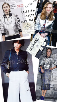 CHANEL 16S Silver Lambskin Leather CC Patch Stadium Blouson Jumper Jacket 34 シャネル シルバー ラムスキン レザー CCワッペン スタジアム ブルゾン ジャンバー ジャケット 即発