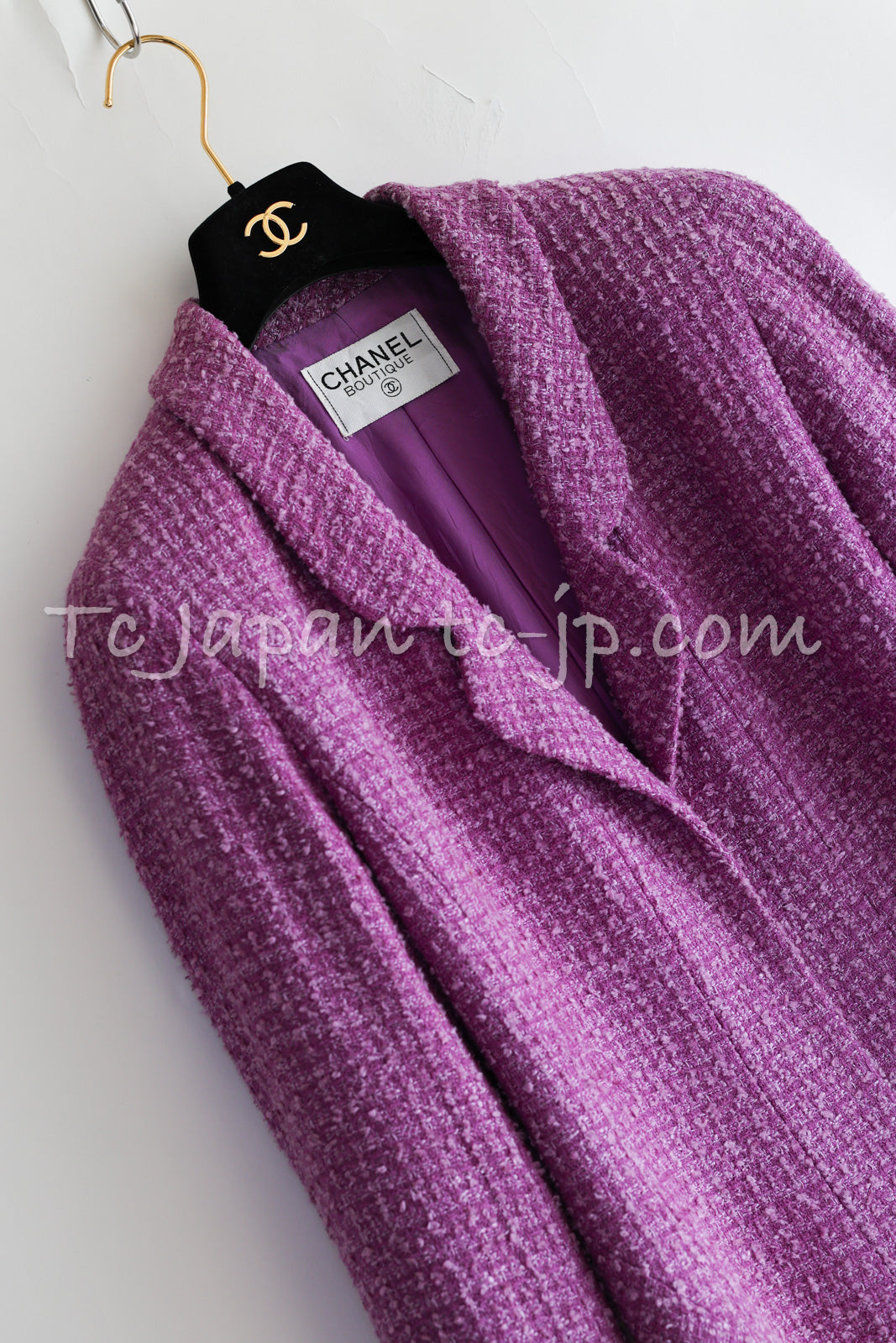 CHANEL 94S Vintage Lavender Purple Wool Silk Tweed Jacket 38 シャネル ヴィンテージ ラベンダー パープル ウール シルク ツイード ジャケット 即発
