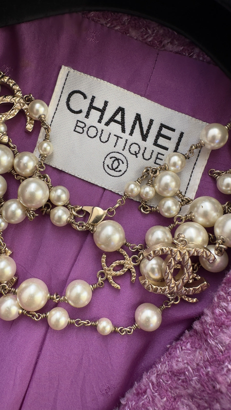 シャネル ヴィンテージ ジャケット CHANEL ラベンダー パープル ウール