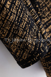 CHANEL 19PF Black Gold Tweed Coat Jacket 38 40 シャネル ブラック ゴールド ツイード コート ジャケット 即発