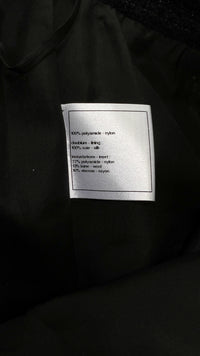 CHANEL 13S Black Stretchable Mesh Jacket With Pearl Button Skirt 40 44 シャネル ブラック ビッグ パール ボタン ストレッチ メッシュ スカート 即発