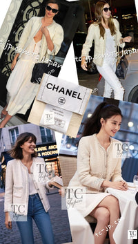 CHANEL 11A Ivory Wool Gold Chain Trim Jacket 36 シャネル アイボリー ウール ゴールドチェーン トリム ココボタン ジャケット 即発