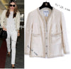 CHANEL 11A Ivory Wool Gold Chain Trim Jacket 36 シャネル アイボリー ウール ゴールドチェーン トリム ココボタン ジャケット 即発