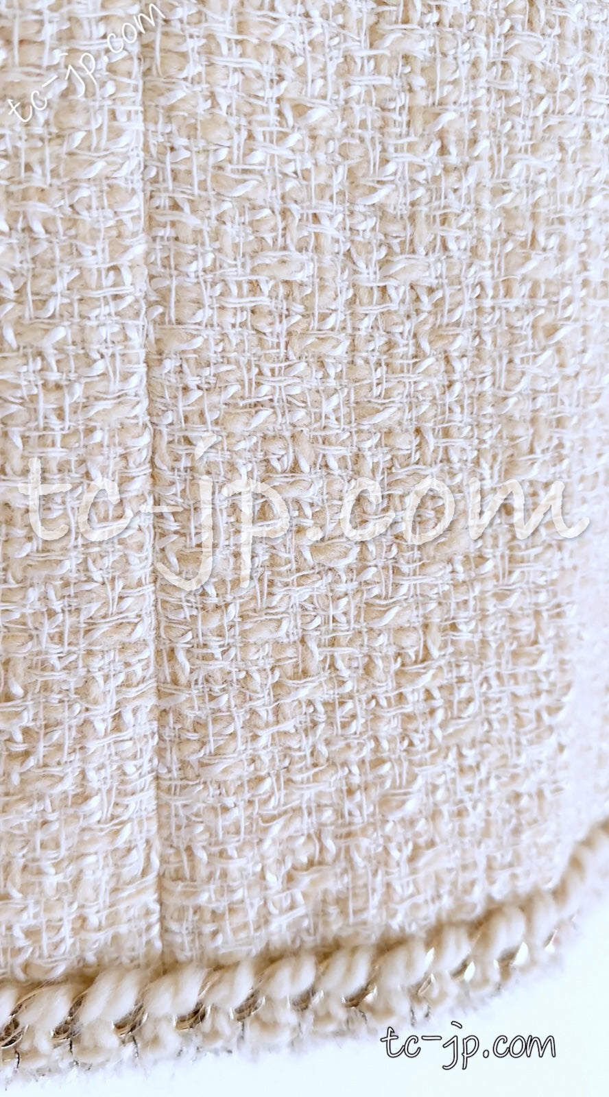 CHANEL 11A Ivory Wool Gold Chain Trim Jacket 36 シャネル アイボリー ウール ゴールドチェーン トリム ココボタン ジャケット 即発