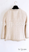 CHANEL 11A Ivory Wool Gold Chain Trim Jacket 36 シャネル アイボリー ウール ゴールドチェーン トリム ココボタン ジャケット 即発