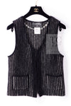 CHANEL 10A Black Ivory Wool Silk Tweed Jacket with Vest 38 シャネル ブラック アイボリー ウール シルク ツイード ジャケット ベスト付き 即発