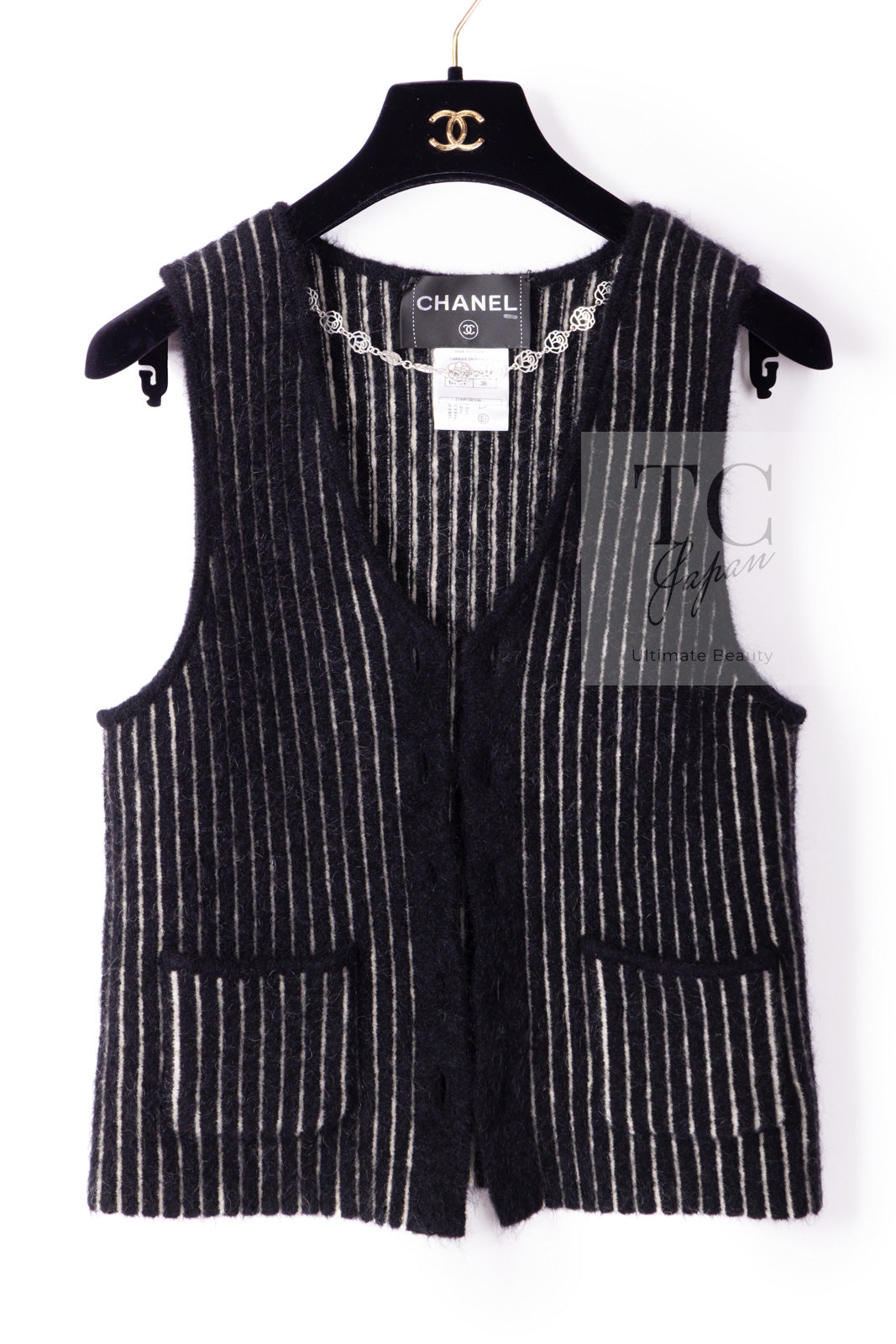 CHANEL 10A Black Ivory Wool Silk Tweed Jacket with Vest 38 シャネル ブラック アイボリー ウール シルク ツイード ジャケット ベスト付き 即発