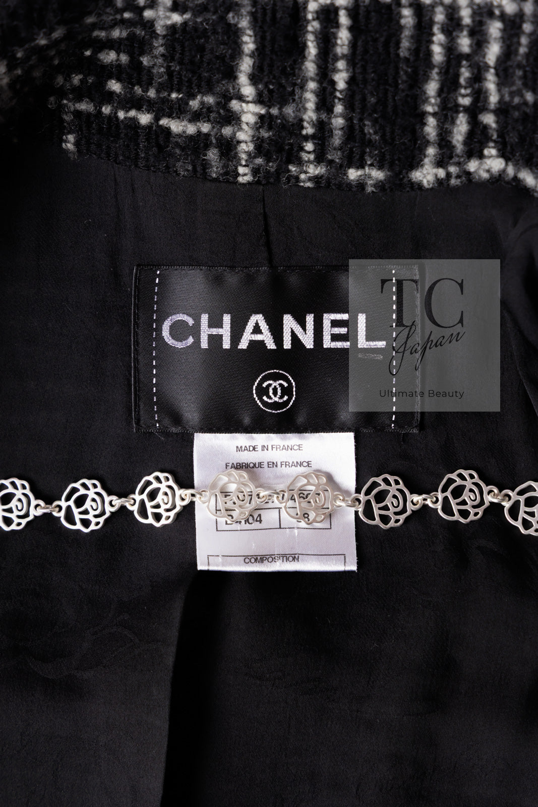 CHANEL 10A Black Ivory Wool Silk Tweed Jacket with Vest 38 シャネル ブラック アイボリー ウール シルク ツイード ジャケット ベスト付き 即発