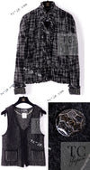 CHANEL 10A Black Ivory Wool Silk Tweed Jacket with Vest 38 シャネル ブラック アイボリー ウール シルク ツイード ジャケット ベスト付き 即発
