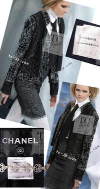 CHANEL 10A Black Ivory Wool Silk Tweed Jacket with Vest 38 シャネル ブラック アイボリー ウール シルク ツイード ジャケット ベスト付き 即発