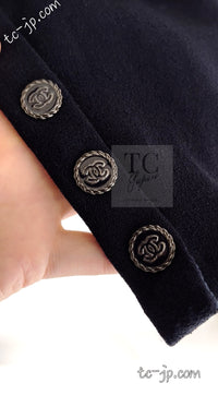 CHANEL 19S Navy Front Zipper Stitched Cardigan Jacket 38 40 44 シャネル ネイビー フロント ジッパー カーディガン ジャケット 即発