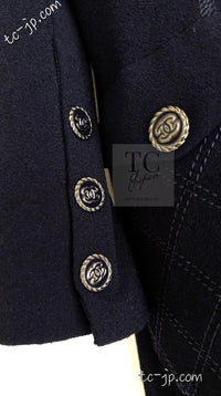 CHANEL 19S Navy Front Zipper Stitched Cardigan Jacket 38 40 44 シャネル ネイビー フロント ジッパー カーディガン ジャケット 即発