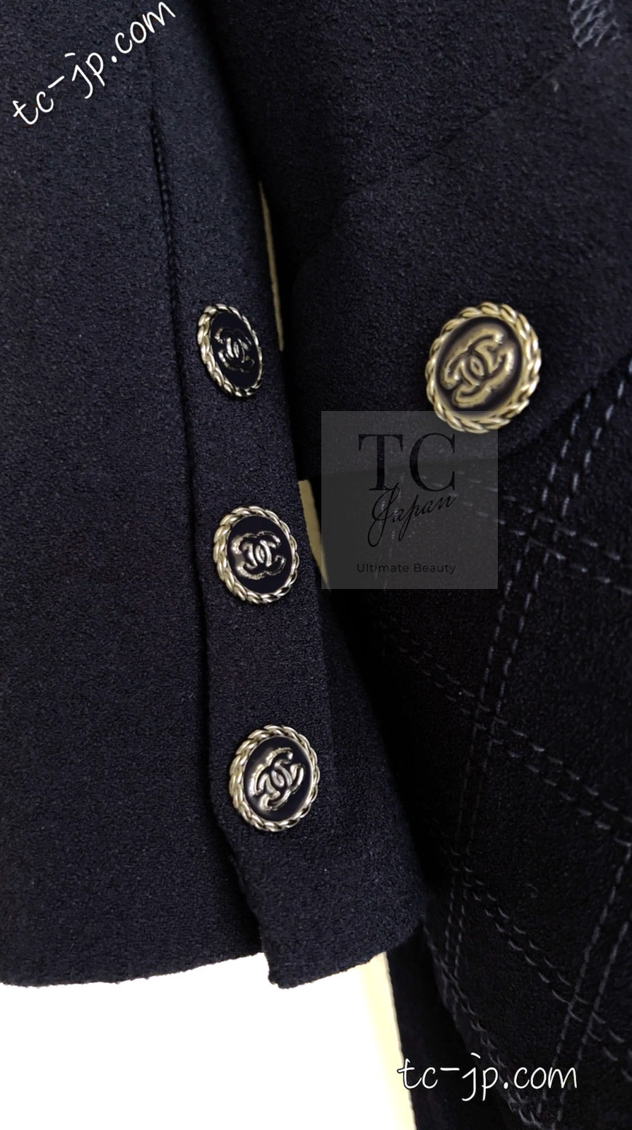 CHANEL 19S Navy Front Zipper Stitched Cardigan Jacket 38 40 44 シャネル ネイビー フロント ジッパー カーディガン ジャケット 即発