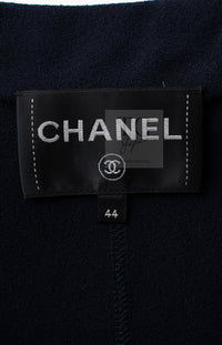 CHANEL 19S Navy Front Zipper Stitched Cardigan Jacket 38 40 44 シャネル ネイビー フロント ジッパー カーディガン ジャケット 即発