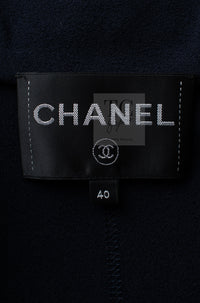 CHANEL 19S Navy Front Zipper Stitched Cardigan Jacket 38 40 44 シャネル ネイビー フロント ジッパー カーディガン ジャケット 即発