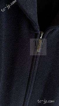 CHANEL 19S Navy Front Zipper Stitched Cardigan Jacket 38 40 44 シャネル ネイビー フロント ジッパー カーディガン ジャケット 即発