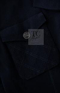 CHANEL 19S Navy Front Zipper Stitched Cardigan Jacket 38 40 44 シャネル ネイビー フロント ジッパー カーディガン ジャケット 即発