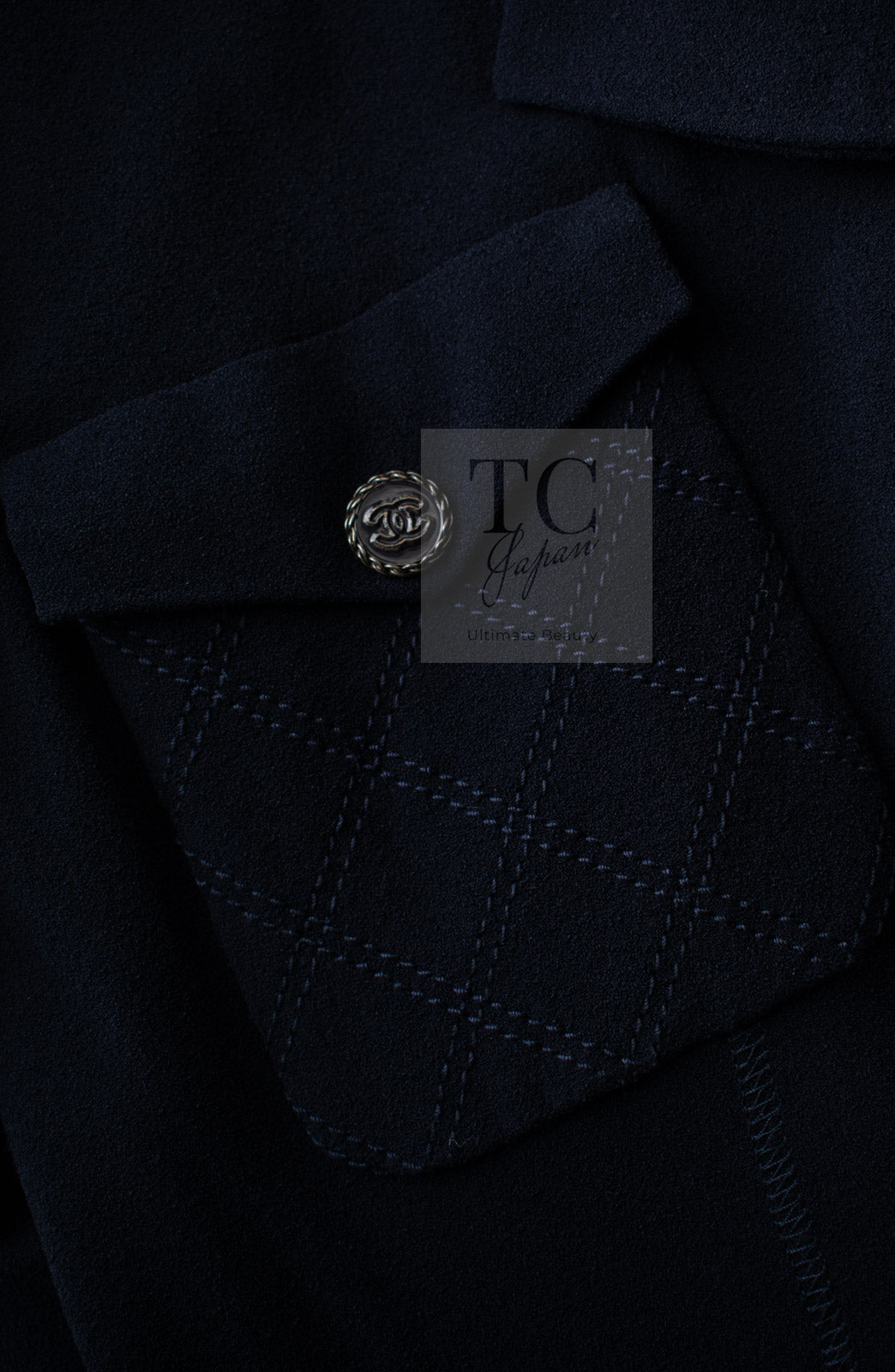 CHANEL 19S Navy Front Zipper Stitched Cardigan Jacket 38 40 44 シャネル ネイビー フロント ジッパー カーディガン ジャケット 即発
