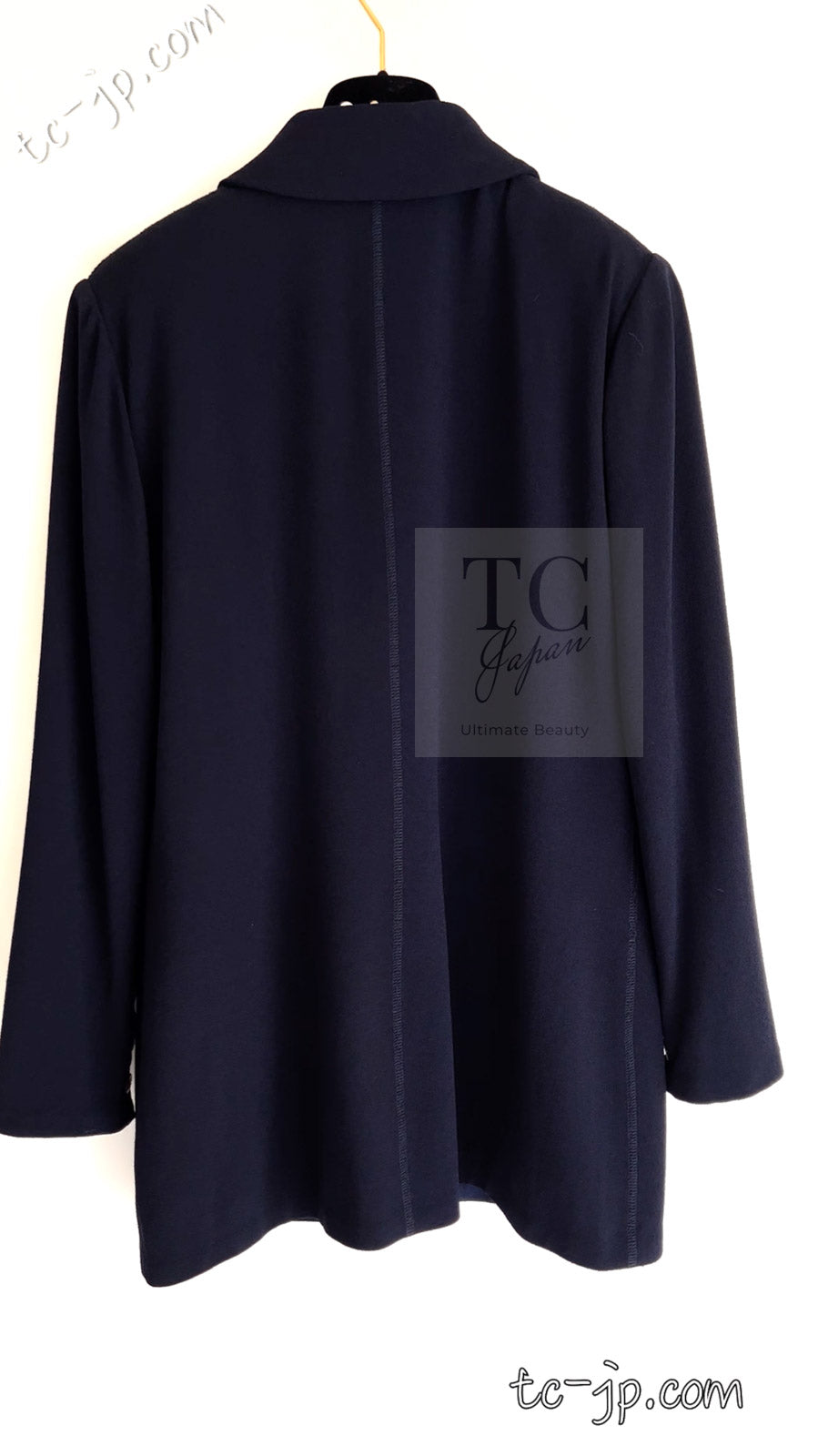 CHANEL 19S Navy Front Zipper Stitched Cardigan Jacket 38 40 44 シャネル ネイビー フロント ジッパー カーディガン ジャケット 即発