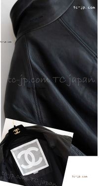 CHANEL 07A Black Lamb Skin Leather Blouson Half Coat Jacket 34 36 38 シャネル ブラック ラム スキン レザー ライダース ブルゾン ジャンバー ハーフ コート ジャケット 即発