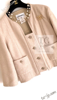 CHANEL 14C Beige Cropped Jacket CC Buttons 40 42 シャネル ベージュ クロップド ジャケット CCロゴボタン 即発