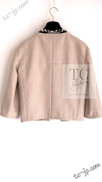 CHANEL 14C Beige Cropped Jacket CC Buttons 40 42 シャネル ベージュ クロップド ジャケット CCロゴボタン 即発