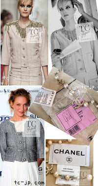 CHANEL 14C Beige Cropped Jacket CC Buttons 40 42 シャネル ベージュ クロップド ジャケット CCロゴボタン 即発