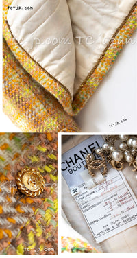 CHANEL 89A Vintage Orange Yellow Wool Tweed Jacket Coat 38 40 42 シャネル ヴィンテージ オレンジ イエロー ウール ツイード ジャケット コート 即発