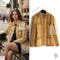 CHANEL 89A Vintage Orange Yellow Wool Tweed Jacket Coat 38 40 42 シャネル ヴィンテージ オレンジ イエロー ウール ツイード ジャケット コート 即発