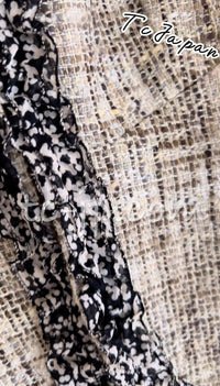 CHANEL 03S Beige Cotton Ruffled Floral Trim Tweed Jacket 38 シャネル ベージュ コットン ラッフル フローラルトリム ツイード ジャケット 即発