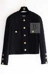 CHANEL 91A Vintage Black Wool CC Gold Button Tweed Jacket Skirt Suit 34 36 シャネル ヴィンテージ ブラック ウール CC ゴールド ボタン ツイード ジャケット スカート スーツ 即発