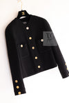 CHANEL 91A Vintage Black Wool CC Gold Button Tweed Jacket Skirt Suit 34 36 シャネル ヴィンテージ ブラック ウール CC ゴールド ボタン ツイード ジャケット スカート スーツ 即発