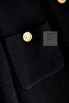 CHANEL 91A Vintage Black Wool CC Gold Button Tweed Jacket Skirt Suit 34 36 シャネル ヴィンテージ ブラック ウール CC ゴールド ボタン ツイード ジャケット スカート スーツ 即発