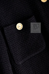 CHANEL 91A Vintage Black Wool CC Gold Button Tweed Jacket Skirt Suit 34 36 シャネル ヴィンテージ ブラック ウール CC ゴールド ボタン ツイード ジャケット スカート スーツ 即発