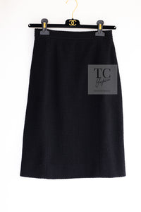 CHANEL 91A Vintage Black Wool CC Gold Button Tweed Jacket Skirt Suit 34 36 シャネル ヴィンテージ ブラック ウール CC ゴールド ボタン ツイード ジャケット スカート スーツ 即発