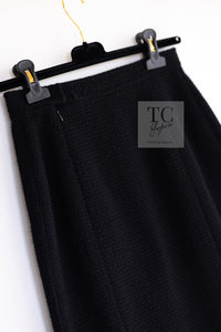 CHANEL 91A Vintage Black Wool CC Gold Button Tweed Jacket Skirt Suit 34 36 シャネル ヴィンテージ ブラック ウール CC ゴールド ボタン ツイード ジャケット スカート スーツ 即発