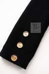 CHANEL 91A Vintage Black Wool CC Gold Button Tweed Jacket Skirt Suit 34 36 シャネル ヴィンテージ ブラック ウール CC ゴールド ボタン ツイード ジャケット スカート スーツ 即発