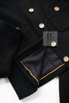 CHANEL 91A Vintage Black Wool CC Gold Button Tweed Jacket Skirt Suit 34 36 シャネル ヴィンテージ ブラック ウール CC ゴールド ボタン ツイード ジャケット スカート スーツ 即発