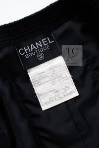 CHANEL 91A Vintage Black Wool CC Gold Button Tweed Jacket Skirt Suit 34 36 シャネル ヴィンテージ ブラック ウール CC ゴールド ボタン ツイード ジャケット スカート スーツ 即発