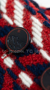 CHANEL 04A Red Tricolore CC Logo Trim Jacket Skirt Suit 34 ② シャネル レッド トリコロール ジャケット スカート スーツ カメリアブローチ付 即発