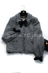 CHANEL 04PF Black Ivory Bow Ribbon Jacket Skirt 36 44 シャネル ブラック アイボリー リボン ツイード ジャケット スカート 即発