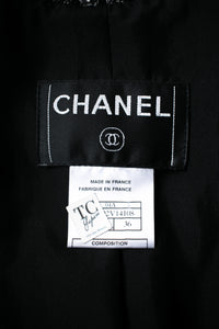 CHANEL 04PF Black Ivory Bow Ribbon Wool Tweed Jacket Skirt Suit 36 シャネル ブラック アイボリー リボン ウール ツイード ジャケット スカート スーツ 即発