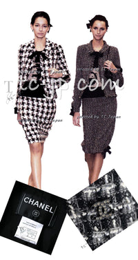 CHANEL 04PF Black Ivory Bow Ribbon Wool Tweed Jacket Skirt Suit 36 シャネル ブラック アイボリー リボン ウール ツイード ジャケット スカート スーツ 即発
