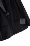 CHANEL 12C Black Metallic Wool Rhinestone CC Buttons Blazer Jacket 38 シャネル ブラック メタリック ウール ラインストーン CC ボタン ブレザー ジャケット 即発