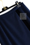CHANEL 89A Vintage Dark Navy Black Gold Buttons Velvet Trim Jacket Skirt Suit 42 シャネル ヴィンテージ ダークネイビー ブラック ゴールドボタン ベルベット トリム ジャケット スカート スーツ 即発