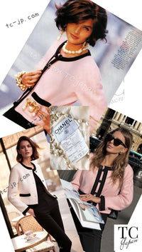 CHANEL 90S Vintage Ivory Black Braid Trim CC Ball Buttons Tweed Jacket 44 46 シャネル ヴィンテージ アイボリー ブラック ブレードトリム CCロゴ 手毬ボタン ツイード ジャケット 即発