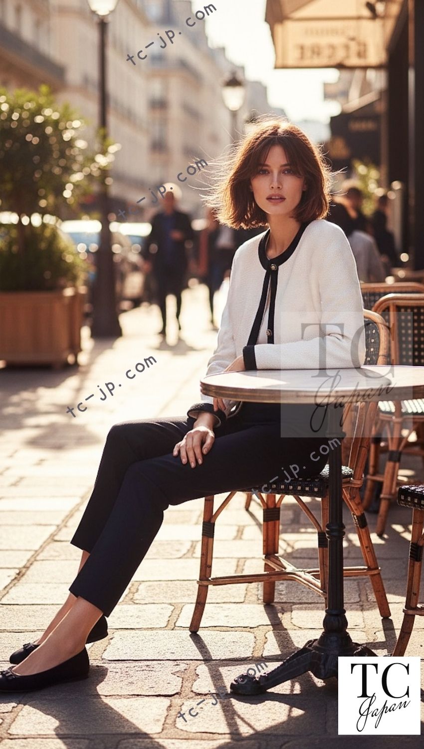 CHANEL 90S Vintage Ivory Black Braid Trim CC Ball Buttons Tweed Jacket 44 46 シャネル ヴィンテージ アイボリー ブラック ブレードトリム CCロゴ 手毬ボタン ツイード ジャケット 即発 - TC JAPAN